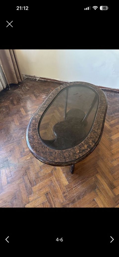 Oval masa, Açılmayan, Təkərsiz, Şüşə, Zəmanətsiz, Ünvandan götürmə — Bakı