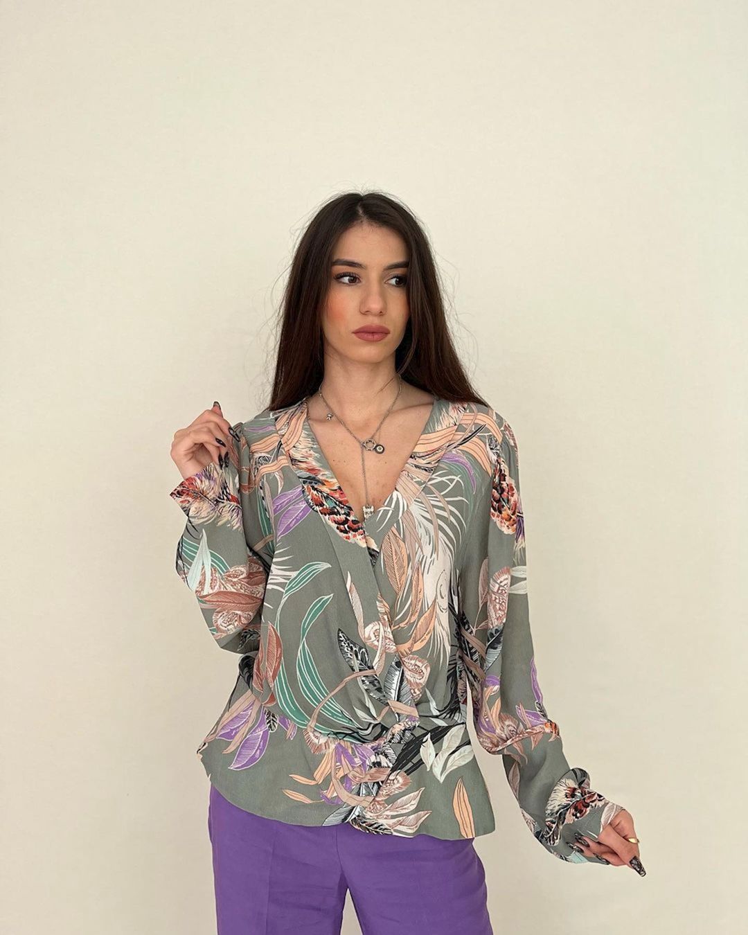 Qadınlar üçün uzunqol bluz Dessen 1YI4CBL0680, yaşıl, ölçü S — Mallar, Bakı (2)