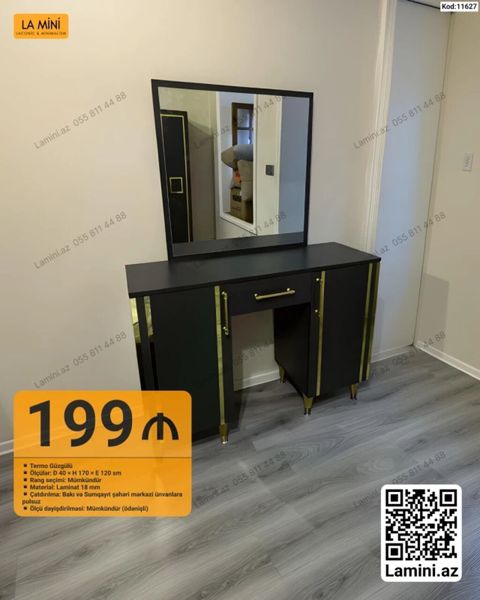 Düz masa, Siyirməli, Polkalı, Mat laminat — Bakı
