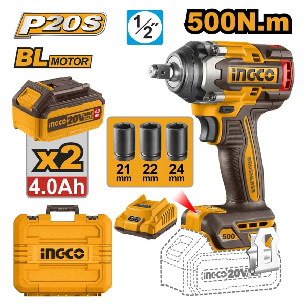 Ingco bolt açan batareykalı 20V 4Ah 500N.m CIWLI2050 — Bakı