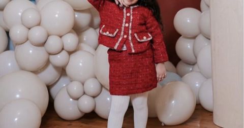 Uşaq üçün iki hissəli dəst – qırmızı tweed üslubunda. - Üst geyim — Bakı