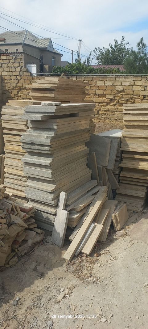 Təbii daş plitələr və bordürlər - Material: təbii daş (qumdaşı/kalk — Saray