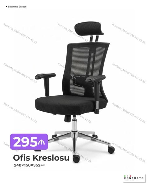 Ofis kreslosu – erqonomik dizayn, mesh arxa dayaq və yastıqlı — Bakı