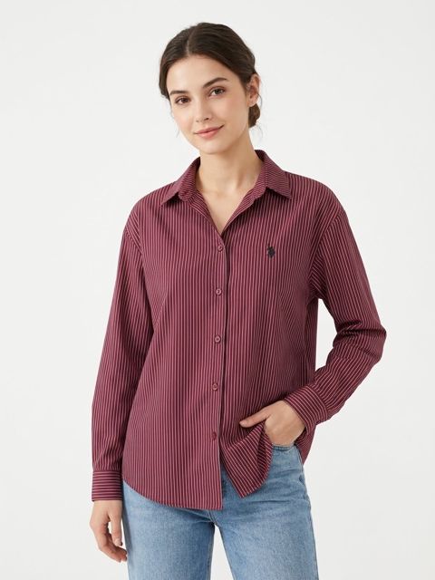 Üzunqol köynək qadınlar üçün CL05, tünd qırmızı, pambıq, ölçü One size — Bakı