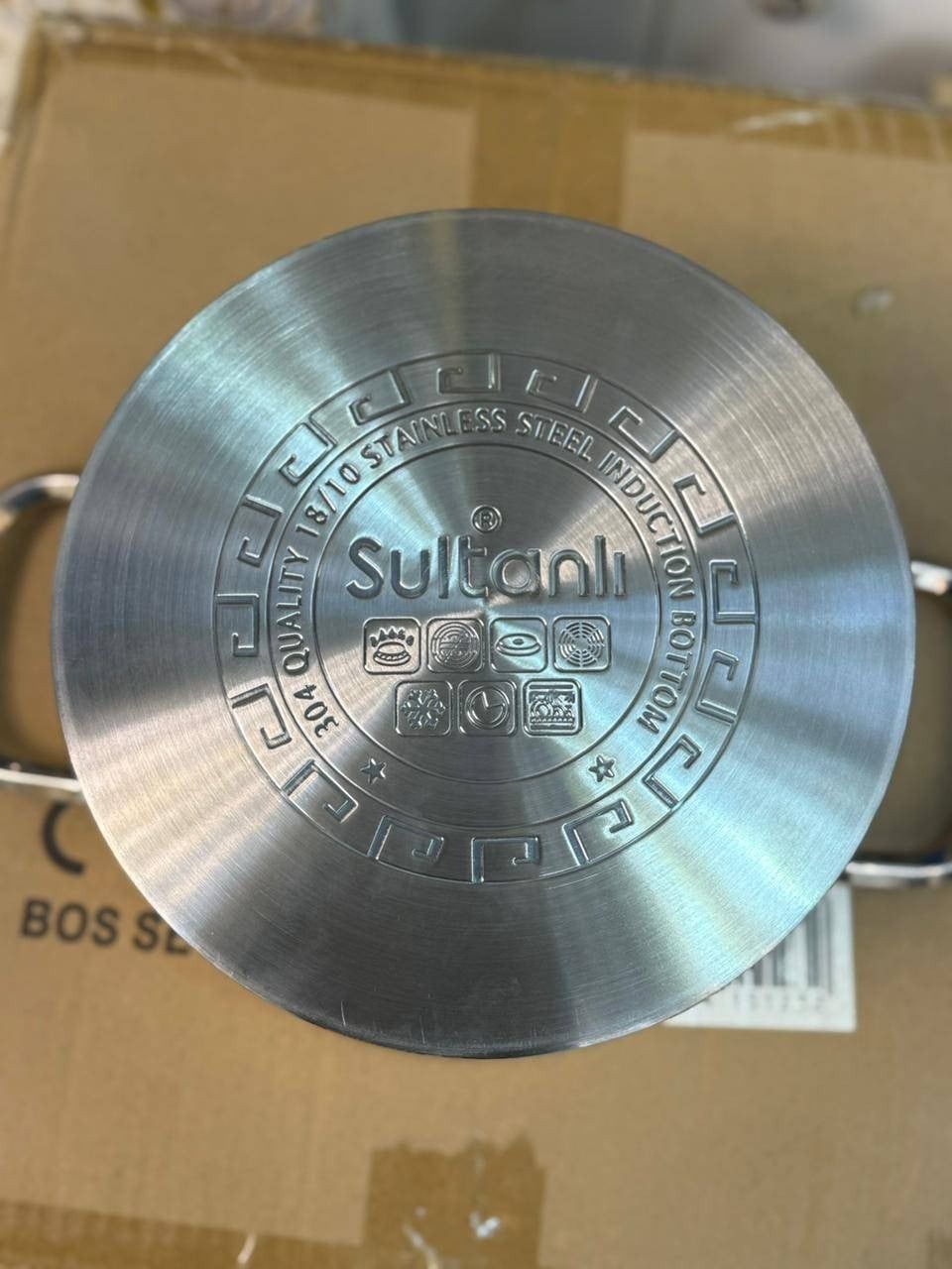 Qazan Sultanlı, 18 sm, 2.0 l, paslanmayan polad, şüşə qapaqla, gümüşü tutacaqlı - PP06 — Mallar, Bakı (3)