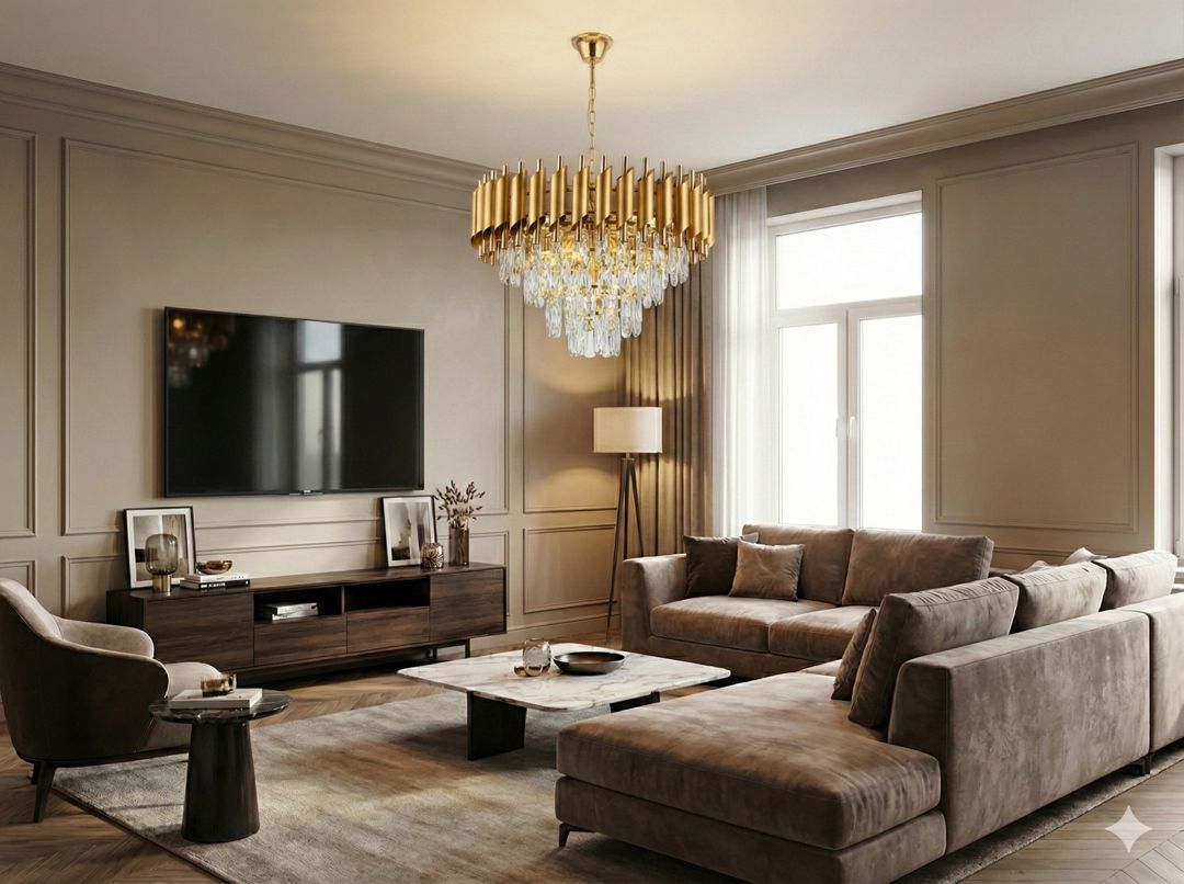 Asma çilçıraq LH888/500 FGD, billur, qızılı, 50 sm — Mallar, Bakı (2)