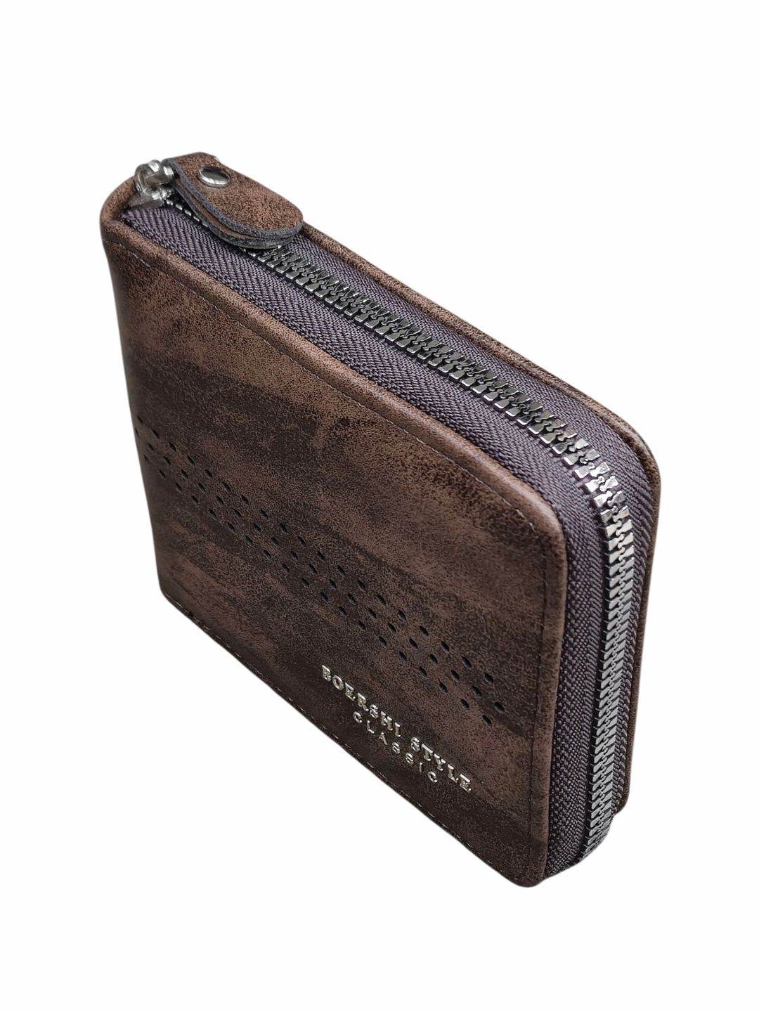 Kişilər üçün pul kisəsi, poliuretan, 12x10 sm, 5 kart bölməsi, qəhvəyi, Çin istehsalı - Boershi_186-1_Brown — Mallar, Bakı (2)