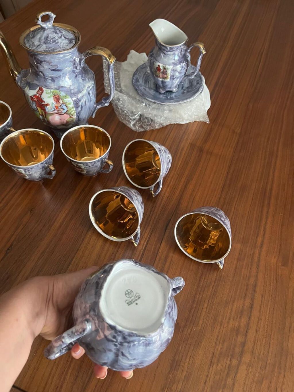Çay dəsti, rəng - Göy, Keramika, 6 nəfərlik — Süfrə qabı, Bakı