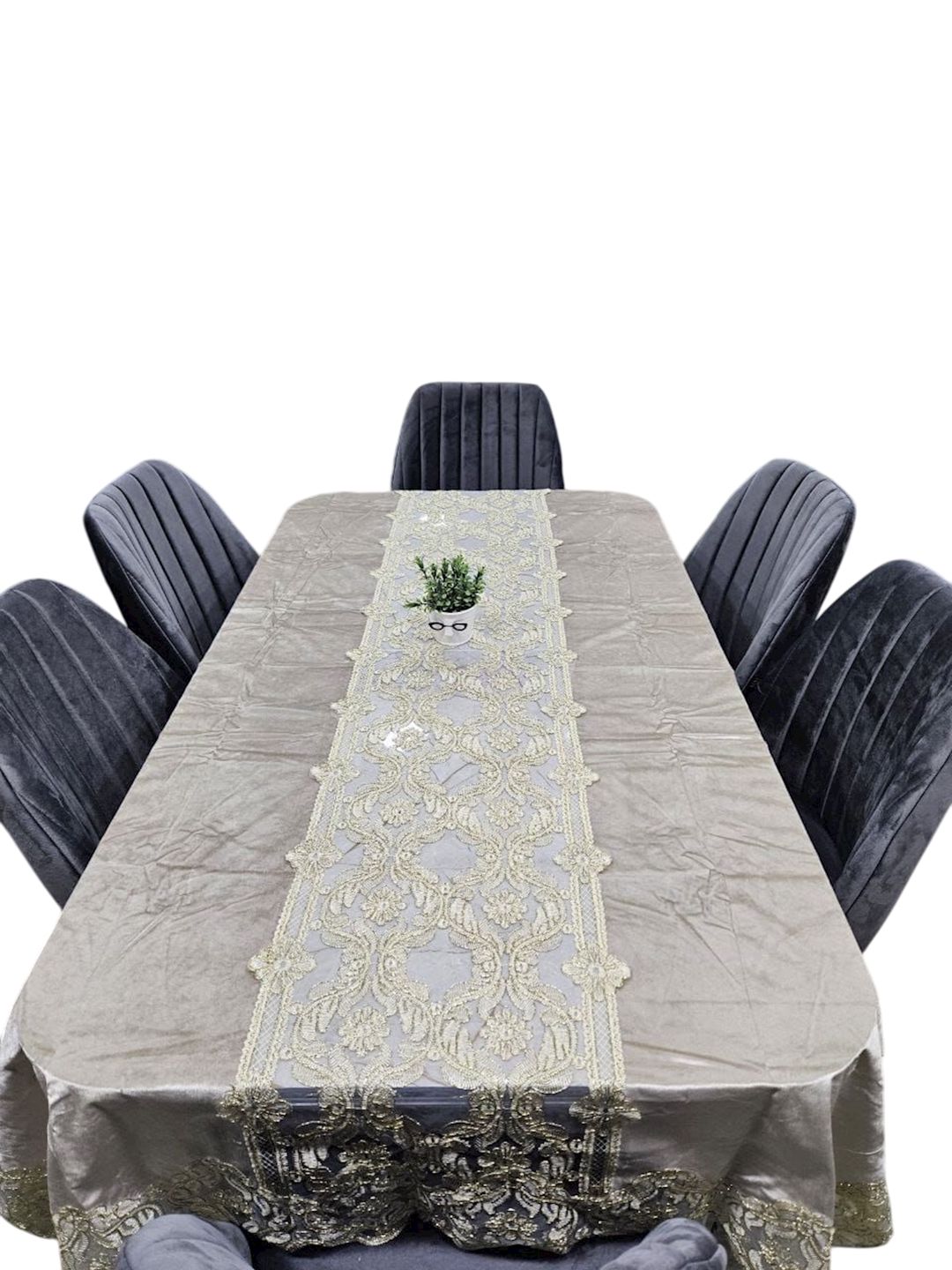 Süfrə SHA-2967, 100x150 sm, velür, boz — Mallar, Bakı