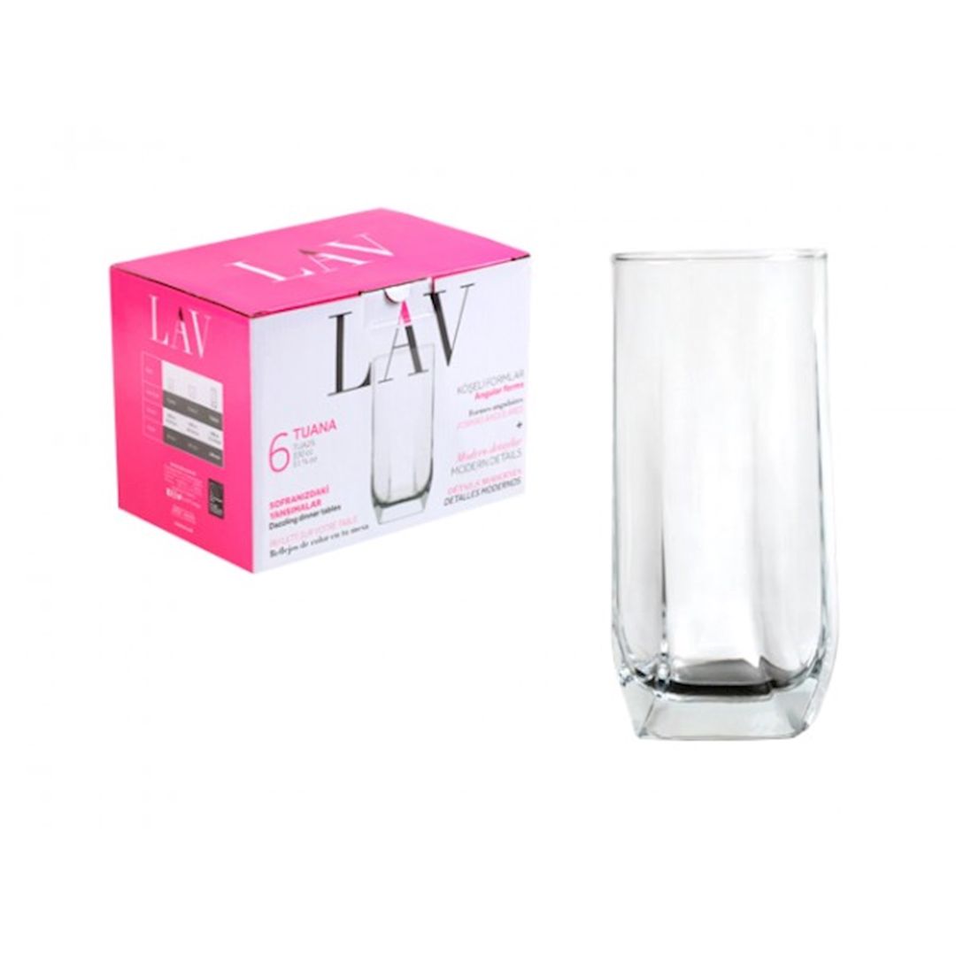 Stəkan dəsti Lav Tuana 6 ədəd, 330 ml, şəffaf, şüşə — Mallar, Bakı