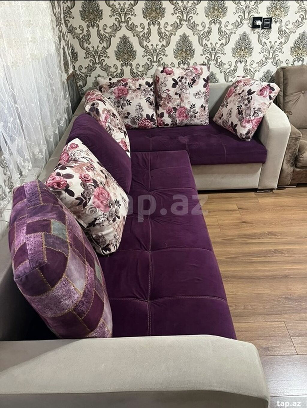 Künc divanı – çevrilə bilən model - L‑şəkilli künc divan, sağ tərəfli — Divanlər, Bakı (3)