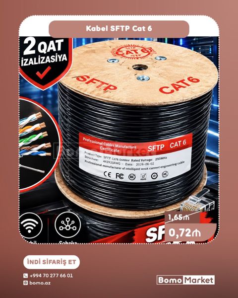 Kabel Sftp Cat 6 – açıq havaya uyğun, yüksək sürətli şəbəkə — Bakı