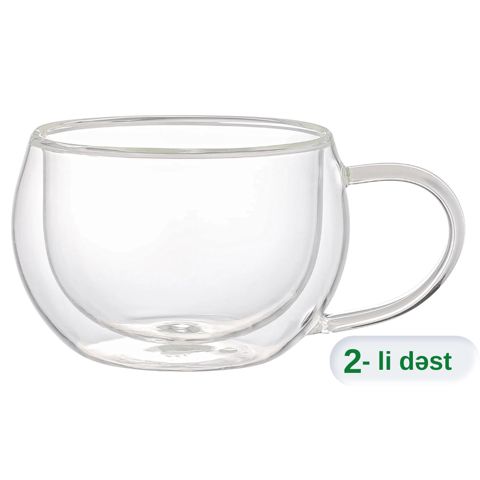 Fincan dəsti Aramoro Solea, ikiqat şüşə, 140 ml, 2 əd — Bakı