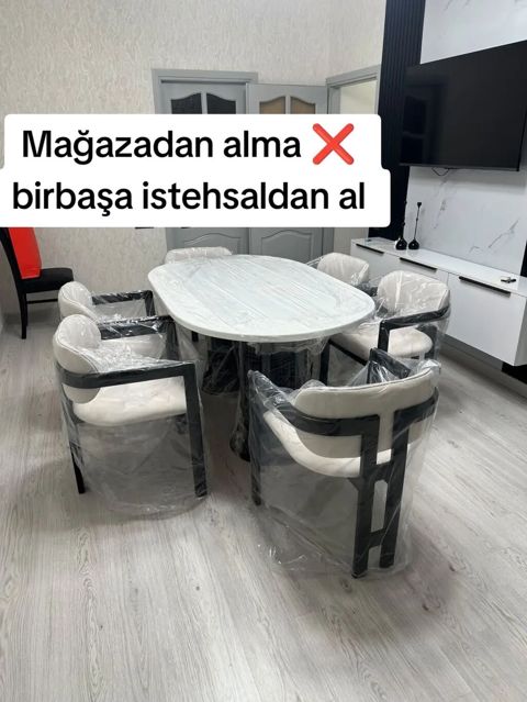 Qonaq otağı üçün, Yeni, Açılmayan, Oval masa, 6 stul — Bakı