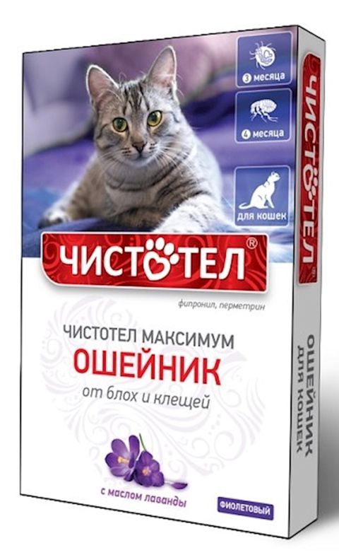 Bit və gənə əleyhinə boyunluq "Чистотел" Maksimum pişiklər üçün, bənövşəyi, 40 sm — Bakı