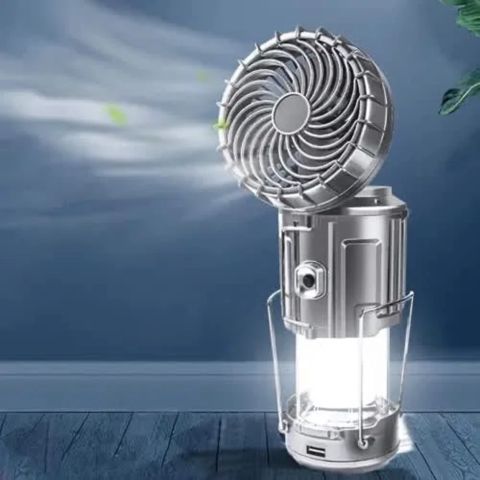 Günəş enerjisi ilə işləyən kempinq fənəri GSH-9399, ventilyatorlu, gümüşü — Bakı