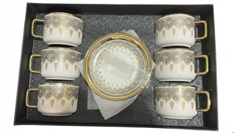 Çay dəsti myk0350-2301-2, keramika, 6 nəfərlik, ağ — Bakı