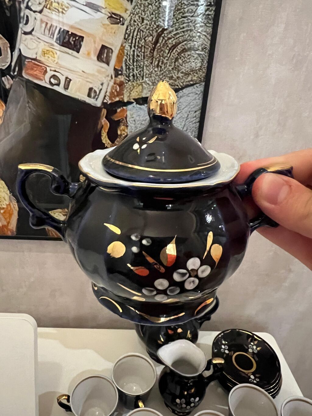 Çay dəsti, rəng - Qara, Farfor — Süfrə qabı, Bakı (2)