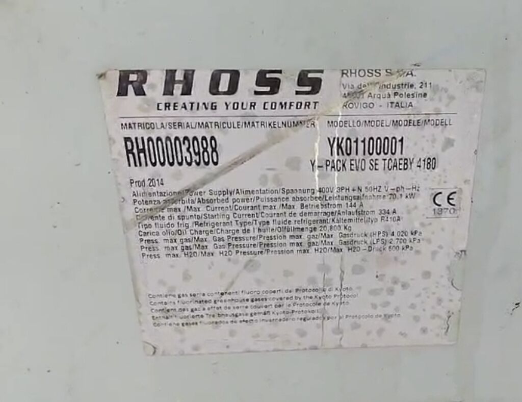 Rhoss 140KWt -4 kompressorlu 2 konturlu. Hər konturda 2 kompressor — Soyuq avadanlığı, Bakı (3)