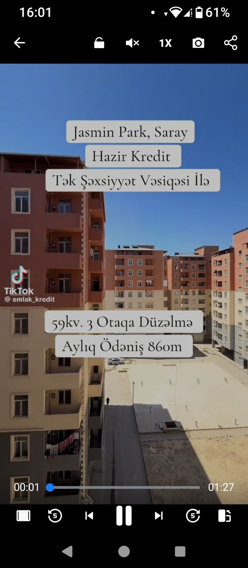 3 otaqlı, Yeni tikili, 60 kv. m — Mənzil, Saray (2)