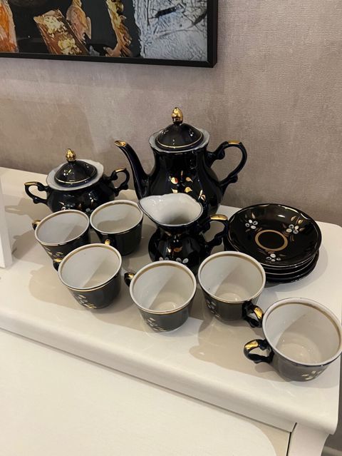 Çay dəsti, rəng - Qara, Farfor — Bakı