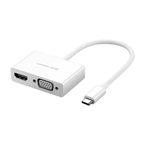 Ugreen MM123 USB Type C to HDMI + VGA Converter White 30843 — Bakı