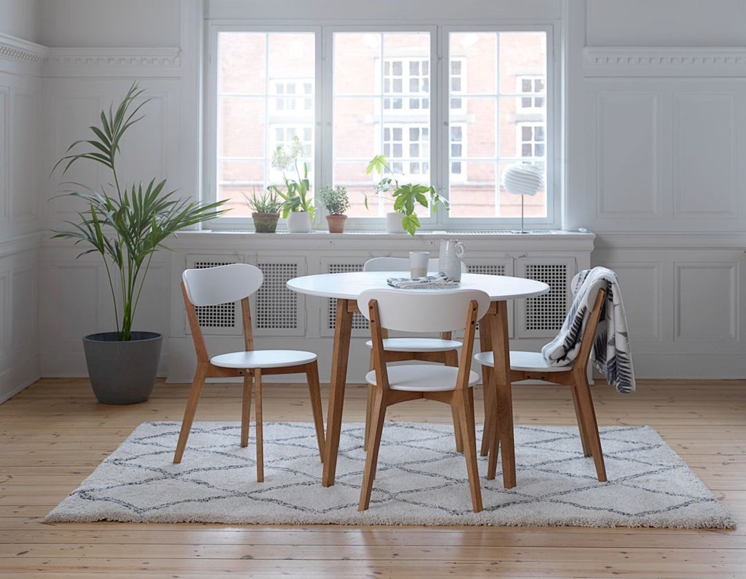 Nahar masası Jysk Jegind, MDF/kauçuk ağacı massivi, qəhvəyi/ağ, diametr 105 sm — Mallar, Bakı (2)