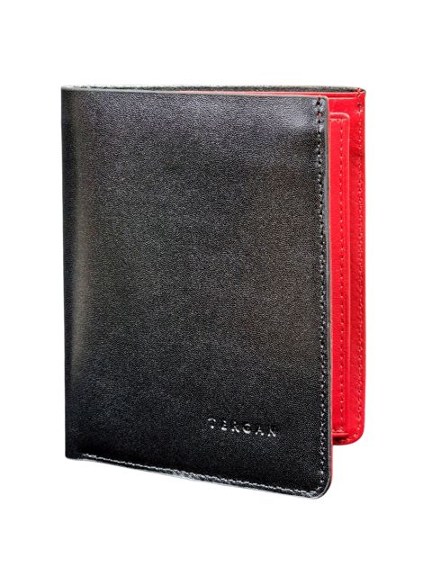 Unisex pulqabı, təbii dəri, 16 kart bölməsi, Türkiyə istehsalı, qara-qırmızı - Tergan_1672_Black-Red — Bakı