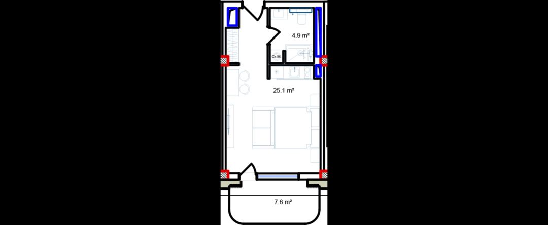Satılır 1 otaqlı yeni tikili 45.2 m² — Mənzil, Bakı (8)