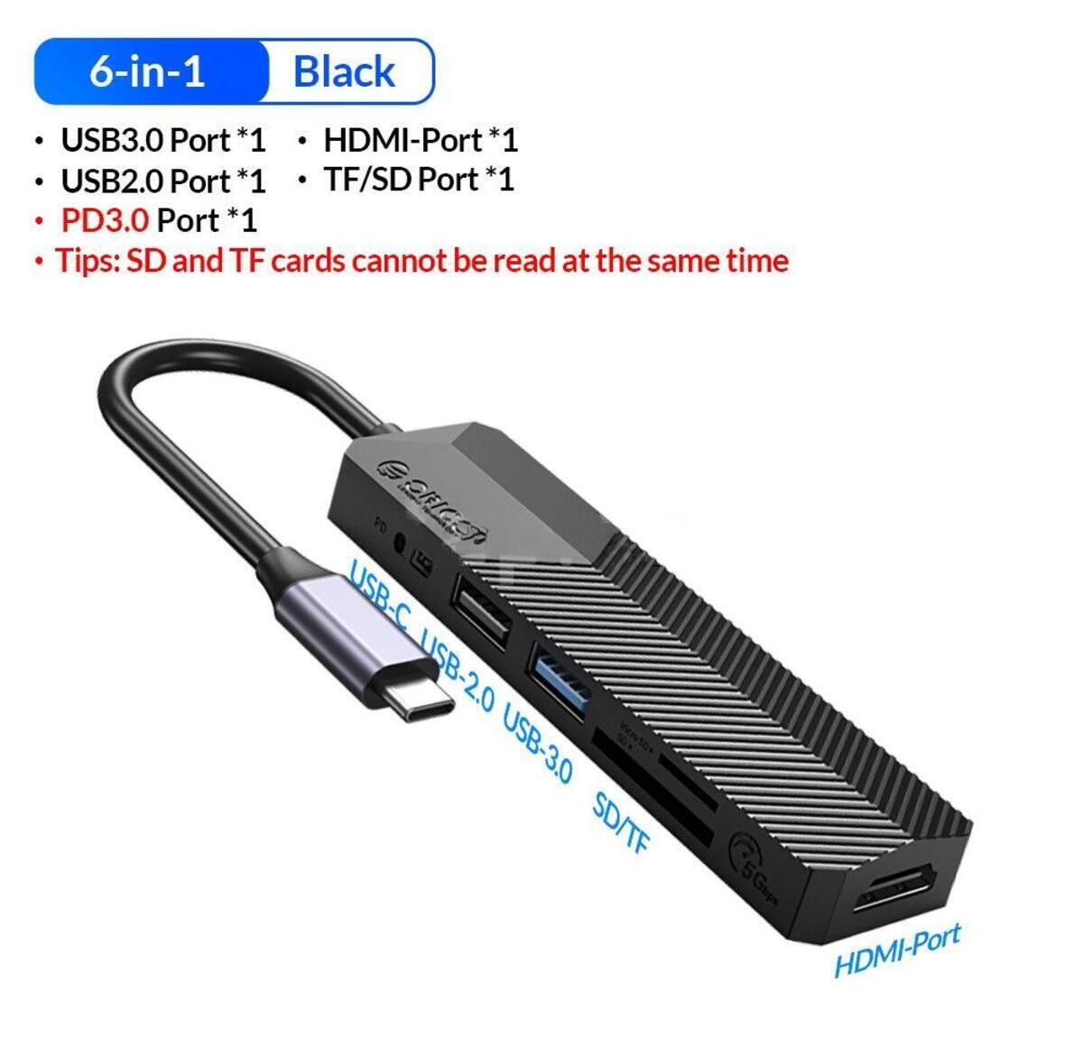 Docking station Orico PWD-6PS-BK-EP 6-in-1 USB 3.0 — Bakı