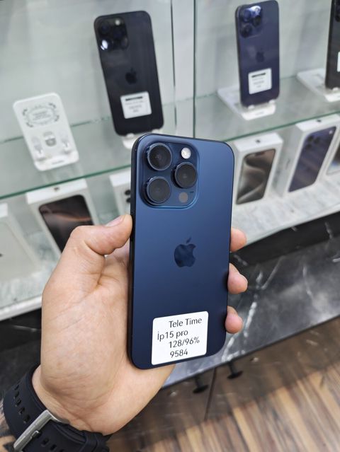 IPhone 15 Pro, 128 GB, Blue Titanium, Zəmanət, Simsiz şarj, Face ID — Bakı