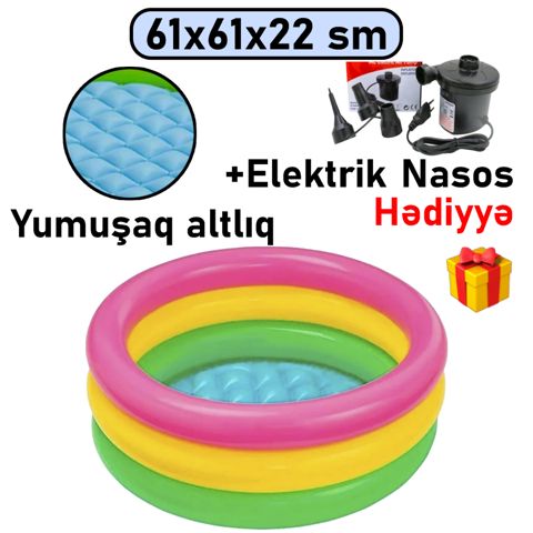 Şişmə hovuz Intex, 61x61x22 sm, 28 l, rəngbərəng, dairəvi - 28TX57107EN — Bakı