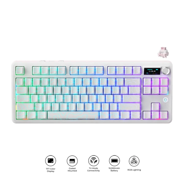 Ajazz MK87 PRO Contour Lines White — Mallar, Bakı