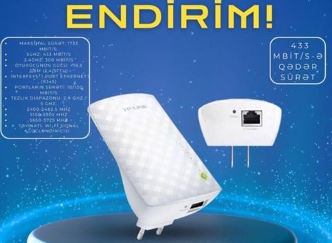 TP-Link RE200 Wi-Fi Gücləndirici TP-Link RE200 Wi-Fi Gücləndirici — Bakı