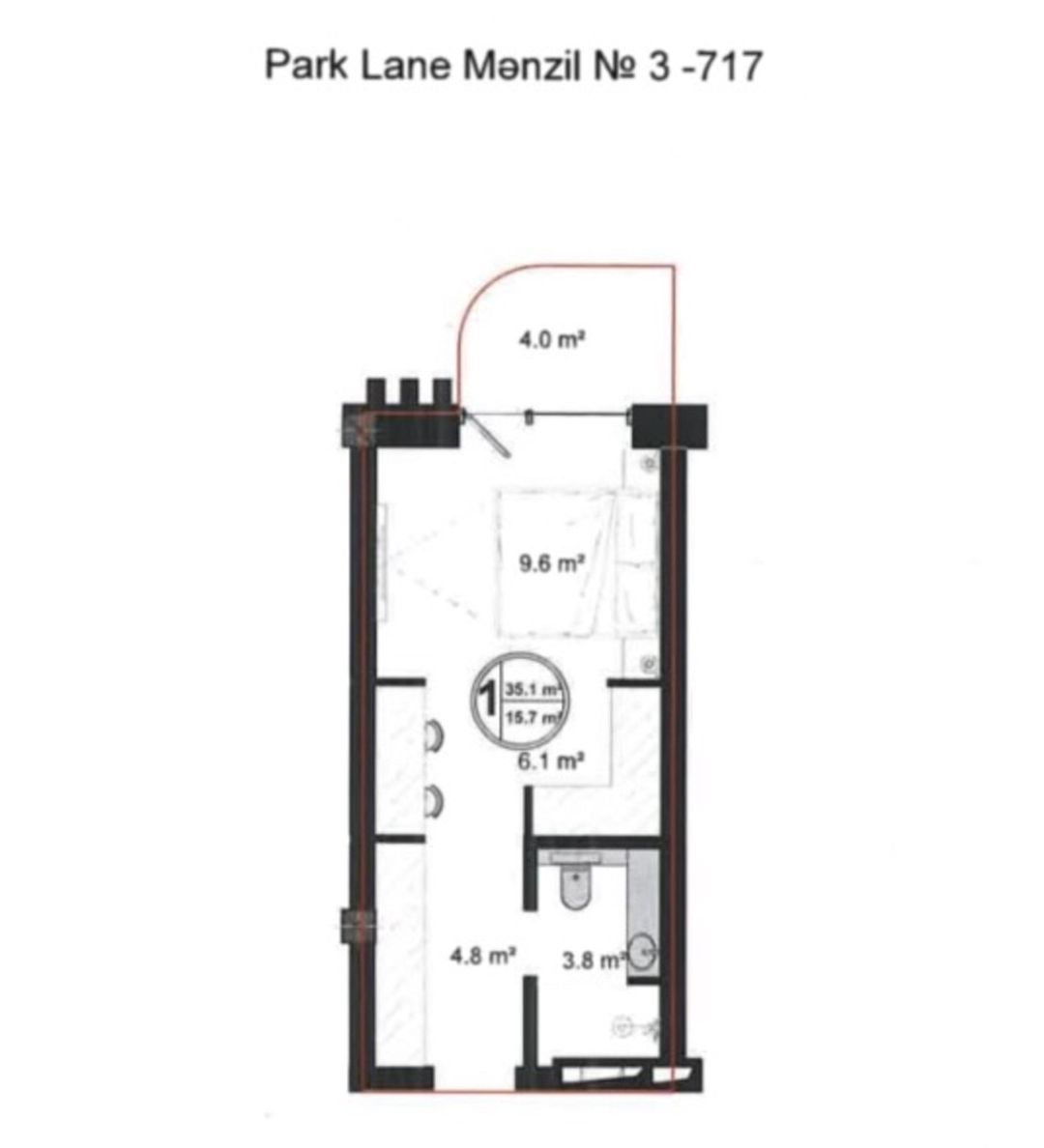 Satılır 1 otaqlı yeni tikili 36 m² — Mənzil, Bakı (6)