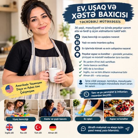 Dayə-tərbiyəçi işi axtarıram — Bakı