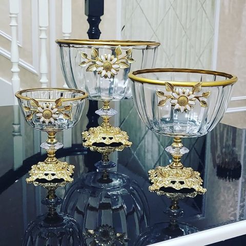 Meyvə qabı, 23 sm, şüşə, şəffaf/qızılı - homestore_vm2044 — Bakı