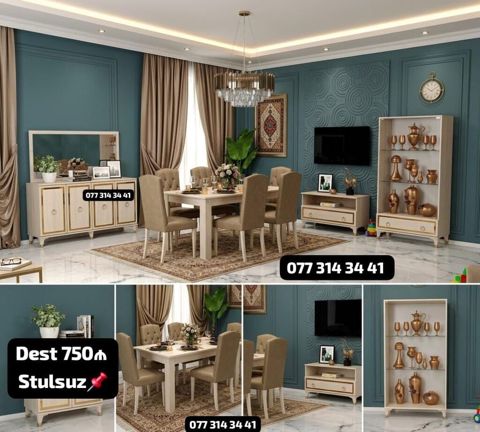 Mətbəx/qonaq otağı üçün mebel dəsti Tərkibi: - Yemək masası (geniş — Bakı