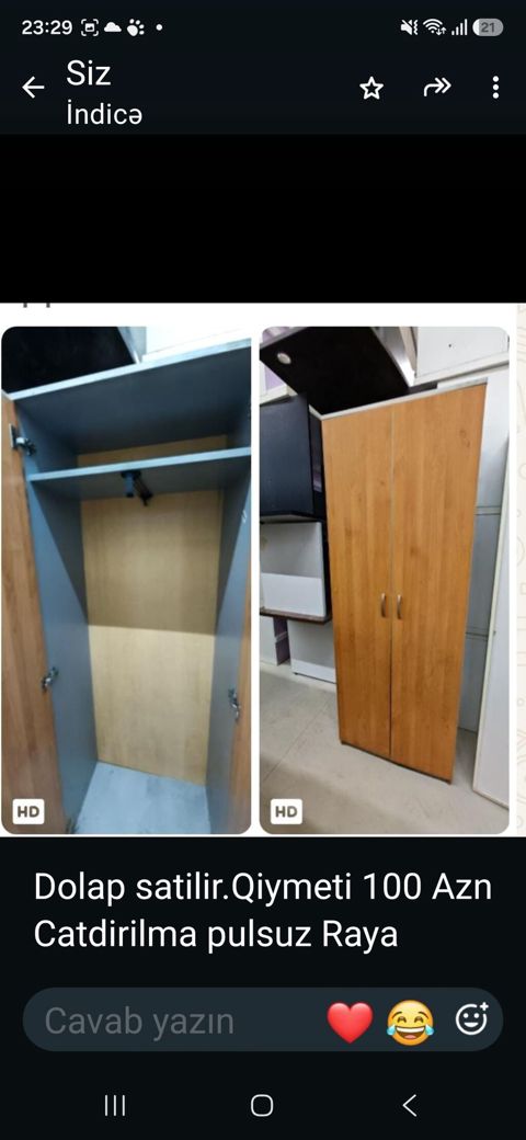 İki qapılı şkaf - Material: laminat/LDSP ağac teksturası - Rəng: açıq — Sumqayıt