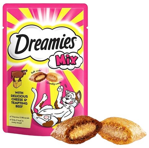 Pişiklər üçün məzə Dreamies With Delicious Cheese & Beef, 60 q — Bakı