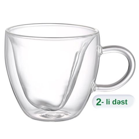 Fıncan dəsti Aramoro Twin, borosilikat şüşə, 250 ml, 2 əd — Bakı