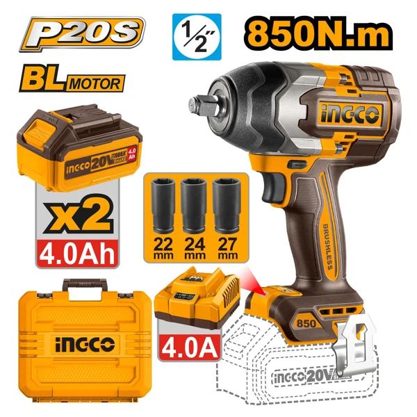 Ingco bolt açan 20V 4Ah 850N.m CIWLI2085 — Bakı