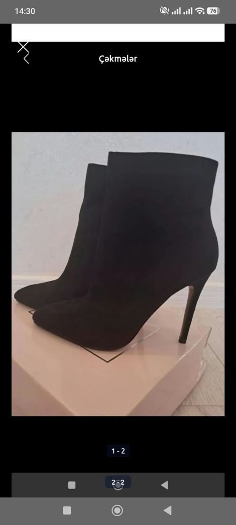 Qadın üçün qara incə dabanlı qısa çəkmələr (ankle boot). - Rəng — Bakı