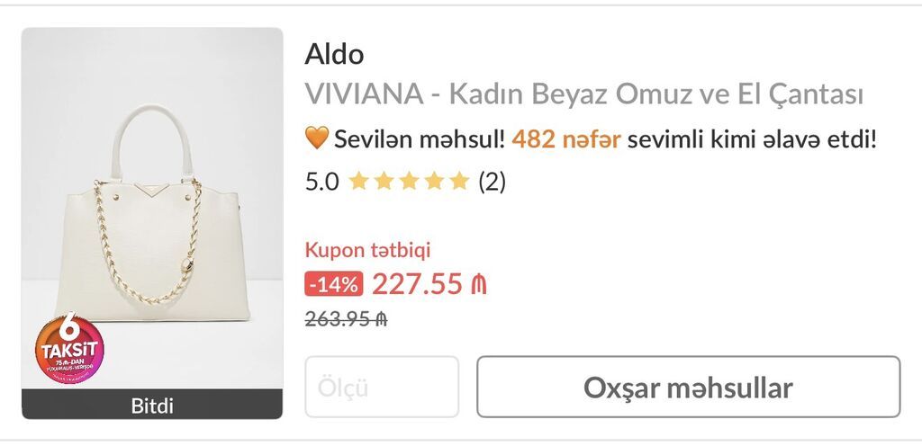 Əl çantası, Aldo, Yeni — Çantalar, çamadanlar, cüzdanlar, Bakı (4)