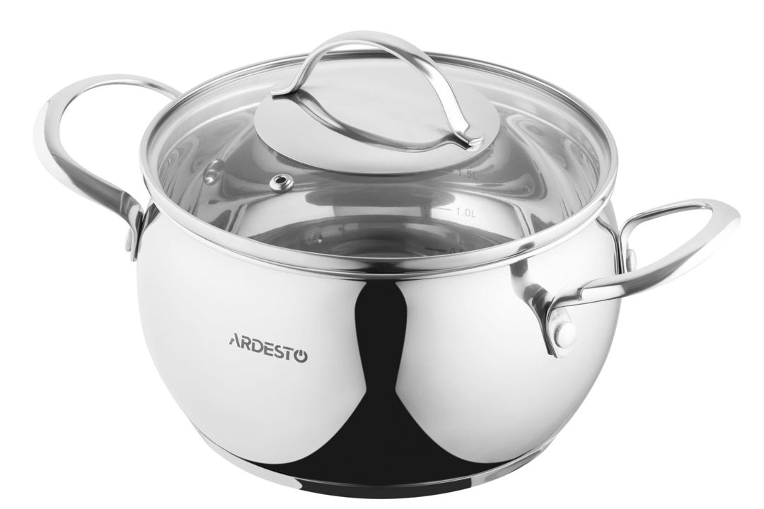 Qazan Ardesto Gemini Liguria AR4330GB, 3 l, 18 sm, paslanmayan polad, gümüşü — Mallar, Bakı (3)