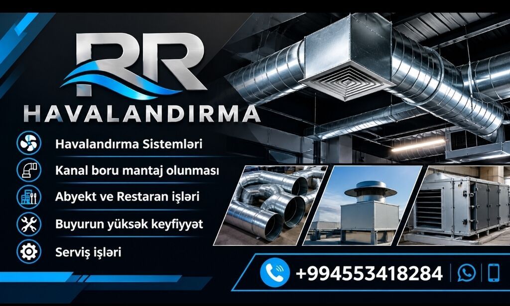 Havalandırma Sistemləri Kanal boru mantaj olunması Abyekt ve — Kondisioner və havalandırma sistemi təmiri, Masazır