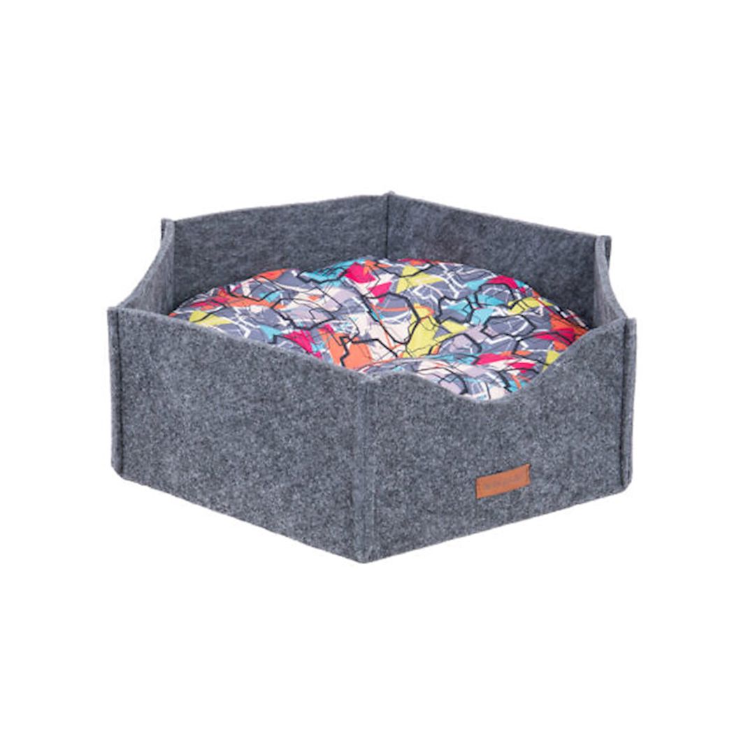 İtlər üçün taxt Amiplay Hygge 2in1 S, 45x39x15 sm, oval, polyester, boz — Mallar, Bakı