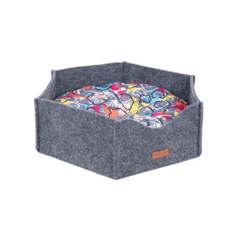 İtlər üçün taxt Amiplay Hygge 2in1 S, 45x39x15 sm, oval, polyester, boz — Bakı