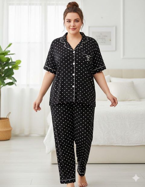 Şalvarlı pijama dəsti qadınlar üçün 7989 qara, poliester, ölçü One size — Bakı