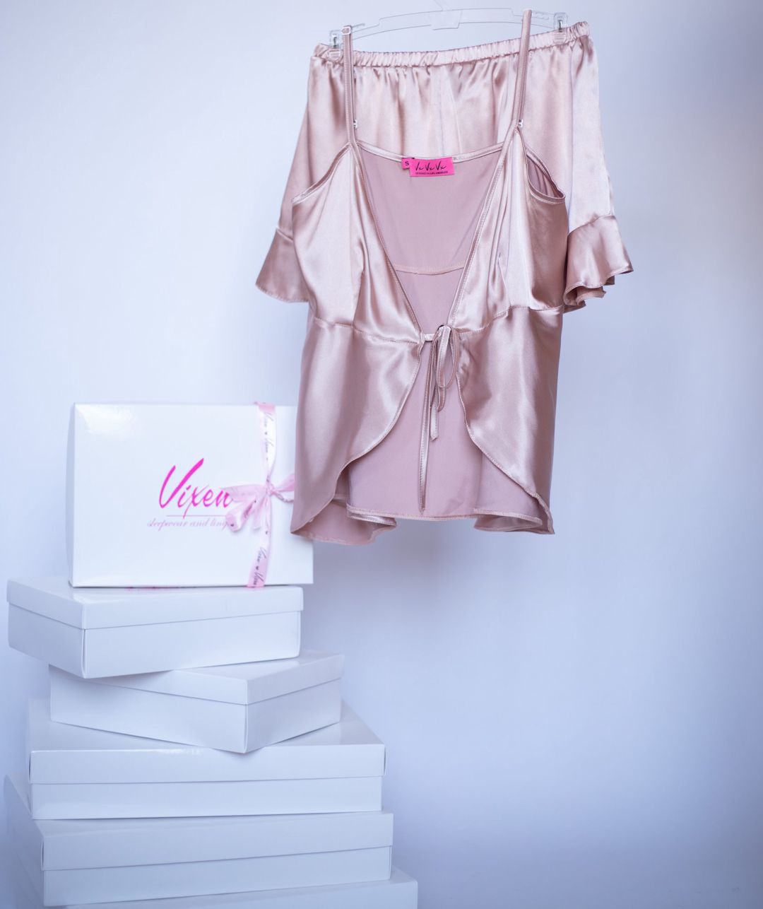 Qadınlar üçün Şortlu pijama dəsti Vixen 2301165000002, çəhrayı, satin, ölçü S — Mallar, Bakı (2)